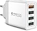 Xuduo Cargador USB,Quick Charger 3.0 33W/6A Enchufe USB Multiple con 4 Puertos, Cargador Móvil Carga Rapida para iPhone 12 11 XR,Samsung Galaxy S20 S10 S9 S8 Note10,Huawei P20 P10 P9,Xiaomi