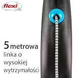 Flexi, model smyczy w kolorze czarnym, wersja ze sznurkiem, nowoczesny i ergonomiczny kształt, zaawansowany system prowadzenia, zwijana smycz, wyprodukowano w Niemczech, czarno-niebieski, M - 5m