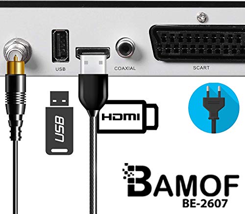 hd-line Bamof BE-2607 Digital Satelliten Sat Receiver - (HDTV, DVB-S/S2, HDMI, SCART, 2X USB 2.0, Full HD 1080p) [Vorprogrammiert für Astra Hotbird Türksat] [Energieklasse A+++]