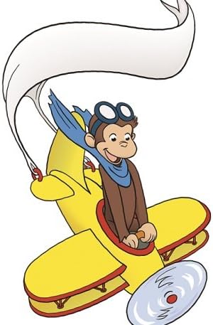 8 Inch Curious George Airplane Monkey Animal Removable Peel Self Stick Adhesive Vinyl Decorative Wall Decal Sticker Art Kids Room Home Decor Girl Boy Children Bedroom Nursery 5 x 8 inches Tall