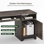Bestier Office Desk with Keyboard Tray, Industrial Computer Desk with Storage, Reversible Executive Desk with File Cabinet for Home Office Bedroom, 47 inch Grey - Image 4