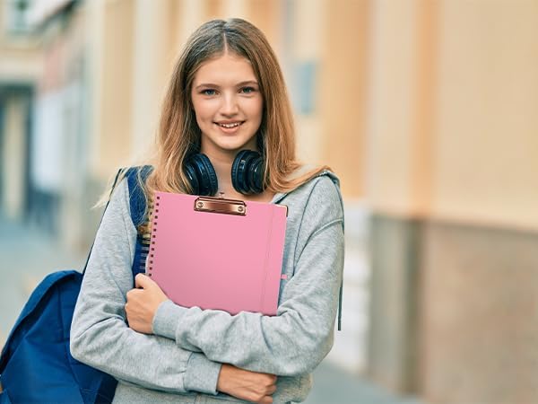Miniatura 6 de Ospelelf Portapapeles con almacenamiento de 8.5 x 11, organizador de padfolio, cartera en espiral, tamaño carta con bloc de notas, soporte para