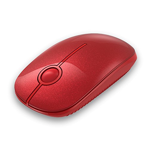 Jelly Comb 2.4G Slim Wireless Mouse with Nano Receiver, Less Noise, Portable Mobile Optical Mice for Notebook, PC, Laptop, Computer, MacBook MS001 (Pure Red)