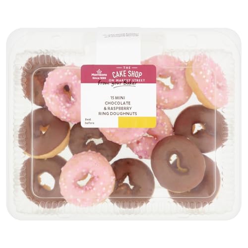 Morrisons Cake Shop Mini Chocolate & Raspberry Ring Doughnut 15 Pack