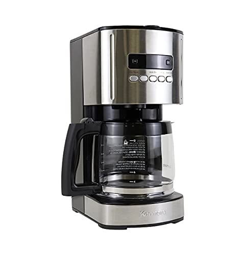 Kenmore Coffee Maker 12 cup Drip Coffee Machine Reusable Filter Programmable Timer Digital Display Aroma Control Glass Carafe Charcoal Water Filter Regular Bold Stainless Steel and Black by Koolatron - Image 8