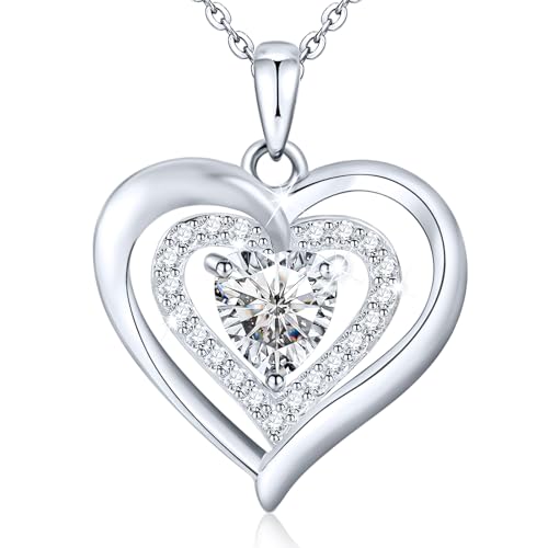 Pierre de naissance en argent sterling et cœur éternel pour femme