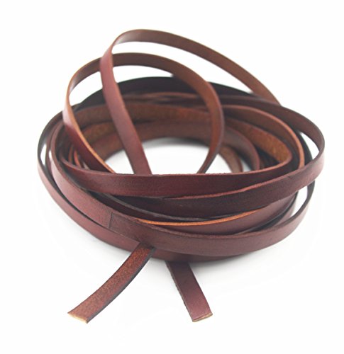 Glory Qin 8X2 Mm Genuine Cow Hide Flat Leather Srip,Genuine Leather Cord Real Leather Craft For Jewelry Making Leatherrush (Brown, 5 Yards) #TOP2