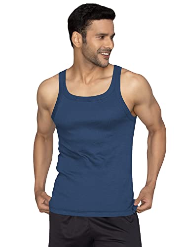 Image of XYXX Men's 100% Cotton Ribbed Regular Fit Solid Square Neck Vest | Anti Bacterial Finish, Racer Back Baniyan for Man, Tag Free Comfort Man's Inner