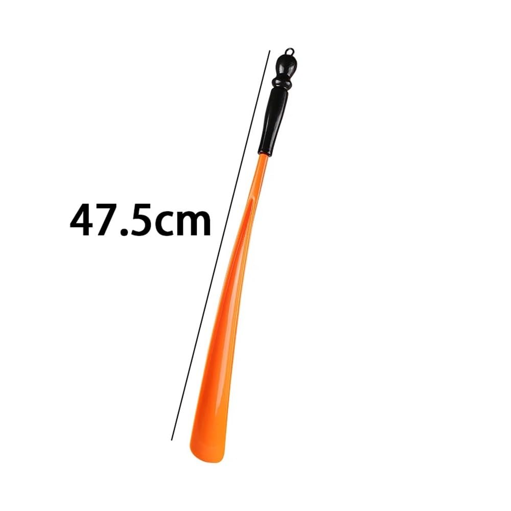 Rogi do butów z długim uchwytem 47,5 cm wisząca kobieta w ciąży starsza łyżka do butów leniwi ludzie szpatułka do butów rogi do butów (pomarańczowa)