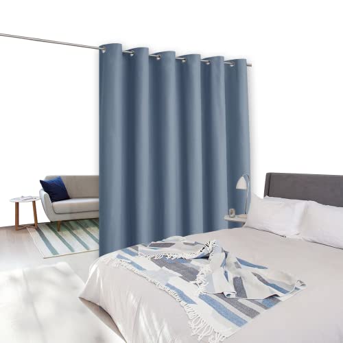 Image of NICETOWN Room Divider Curtain Screen Partition, Vertical Blind for Sling Door, Blackout Window Curtain, Privacy Blind for Patio, Extra Wide Drape (Stone Blue, Single Panel, 10ft Wide x 9ft Long)