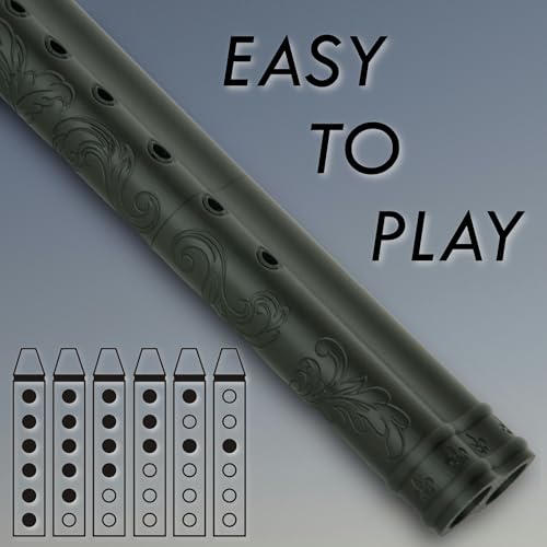 BAFlute Native American Style Drone Flute, Low Pitch F# 432 hz, 3D Printed, Black, Double Flute
