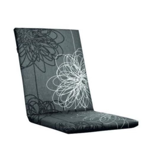 KETTtex EXKLUSIV Auflage Mittellehner Anthrazit Floral I Gartenstuhl Polster 109x50x4cm I KTH2 Sitzauflage weich & hautfreundlich I Robuste Stuhlauflage atmungsaktiv I pflegeleichtes Sitzkissen