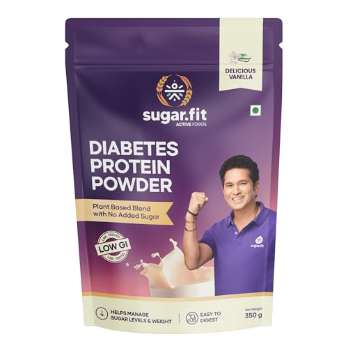 Image of Sugar.Fit Diabetic Protein Powder Vanilla 350g | Plant-Based, Vegan, Sugar Free Protein | Helps Manage Blood Sugar & Weight | High Fiber Pea Protein Isolate for Diabetic Men & Women