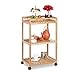 Relaxdays Chariot de service Bambou, pour cuisine, avec 3 étages, en plastique sur roues avec freins; HxlxP77x47x32cm