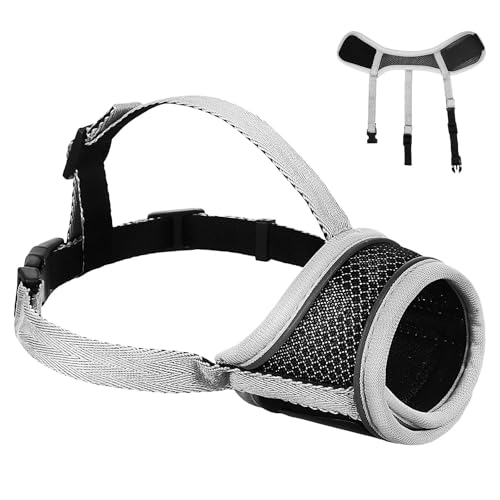 POPETPOP Muselière la Polyester Sangle Respirante Chien L pour en Ajustable, Taille Protège Gueule et Empêche Les Aboiements Pendant la Promenade