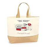 Sac Cabas de Plage Personnalisable | Toile de Jute Coton Courses Idée Cadeau Collègue Amie Maman Papa (Bordel de Meuf)