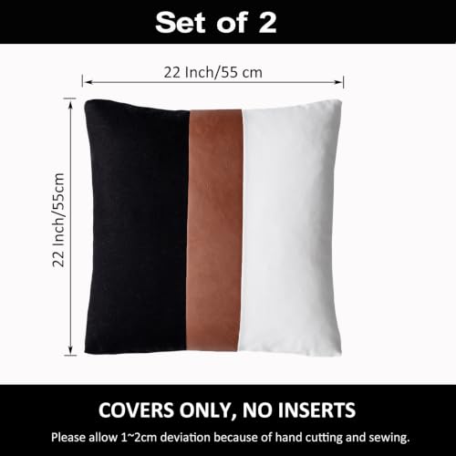 Vfuty 22x22 Decorative Farmhouse Throw Pillow Covers, Black and White by Vfuty - Used condition - Image 3