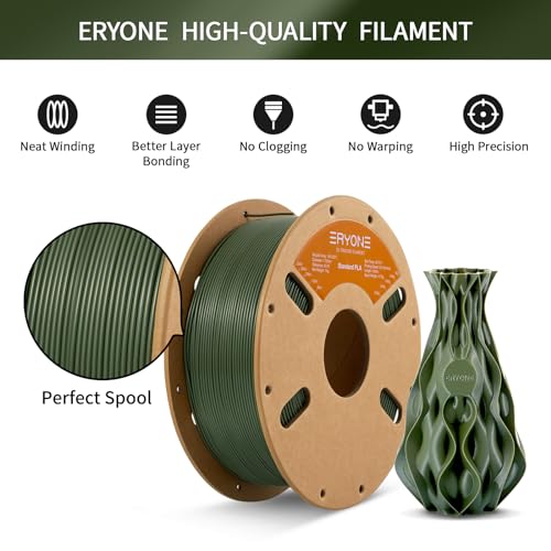 Image of ERYONE PLA Filament 3D Printer PLA Filament 1.75mm + /- 0.03mm, PLA Filament 1KG Cardboard Spool(2.2LBS), Army Green