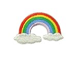 2 small pieces RAINBOW & CLOUDS Iron On Patch Applique Embroidered Motif Fabric Children Decal 2.2 x...