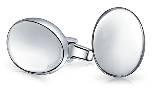 Personalized Engrave Monogram Initial Geometric Concave Oval Disc .925 Sterling Silver Shirt Cufflinks For Men Cuff Links Executive Gift Hinge Bullet Back Custom Engraved #TOP7