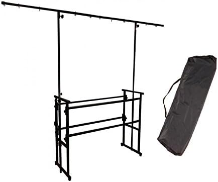 Soporte de metal para mesa de DJ, 122 cm, con plataforma de iluminaciรณn, incluye bolsa de transporte, color negro