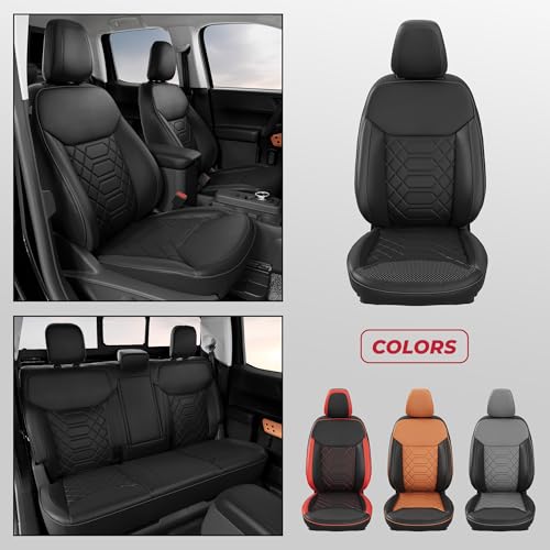 FREESOO for Ford Maverick Seat Covers 2026 2025 2024 2023 2022 XL XLT Lariat Hybrid & Gas, Faux Leather Truck Seat Covers Full Set Waterproof - Black by FREESOO - Image 9
