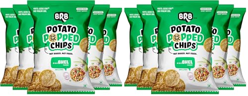 Image of BRB Potato Popped Chips | Bhel Flavour | Not Fried. Not Baked | 60% Less Oil, Lower Calorie, No Palm Oil, Healthy Snack | 5 x (48g /51g) Combo Pack (weight may vary) (Pack of 2)