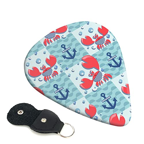 ギターピック 6枚セット 0.46mm 0.71mm 0.96mm エレキギター ベース用ピック ウクレレ ギター ABS素材 エレクトリック アコースティック 弦楽器 初心者 トライアングル ピック( 赤いカニ 海の波 )