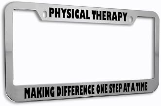 Speedy Pros Metal Zinc License Plate Frame Physical Therapy Difference Step Career Profession Holder Weatherproof Car Accessories Chrome 2 Holes
