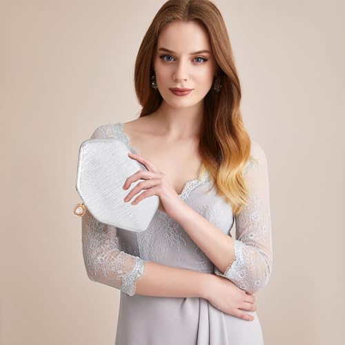 Image of RNIEGA Evening Bags For Women Formal Evening Clutch Women'S Evening Handbags, Pearl Beaded Top Handle Bag For Wedding, Prom, Party