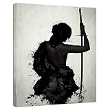 ArtVender Female Samurai Wall Art Japanese Warrior Canvas Print Black and White Poster Decor Abstrac