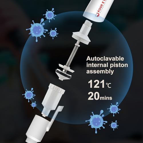 Image of 4E's USA Lab 1-5mL Pipette: Single-Channel Adjustable Micropipette with Color-Coded Top (Yellow), 4 Digit Display, Universal Tip Cone, High Accuracy, ISO 8655 Calibrated & Lower Portion Autoclavable