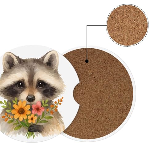 Portavasos para auto 2 piezas con diseño Gray Raccoon Bouquet miniatura 6