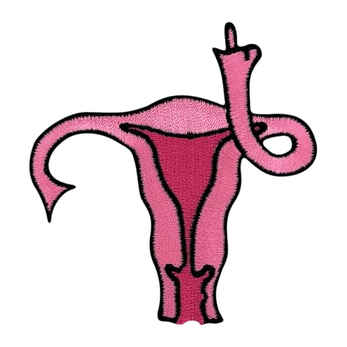 Urbanski Patch Gebährmutter Uterus zeigt Finger zum Aufbügeln 7,1 x 6,8 cm | Aufnäher Applikation Bügelbild