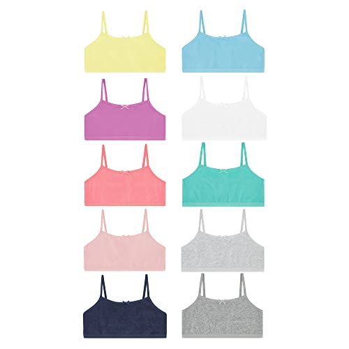 Buyless Fashion Girls Training Bra Cotton Cropped Cami Spaghetti Strap Brallete (10 Pack) - Mt10-Ga2-M #TOP1