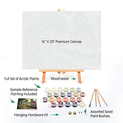 Ledgebay Paint By Number For Adults Framed Canvas: Beginner To Advanced Number Painting Kit - Kits Include Acrylic Paints, (4) Brushes & Tabletop Easel (The Road Home, 16" X 20" Framed) #TOP2