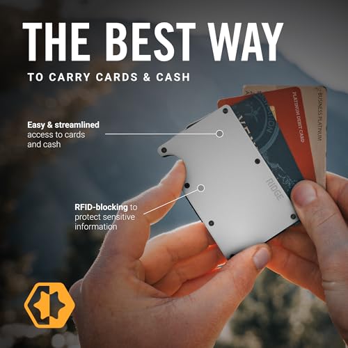 Ridge Wallet for Men - Slim Minimalist Compact Wallet and Card Holder, RFID Protected Front Pocket Wallets for Men with Integrated Cash Strap (Polar White)3