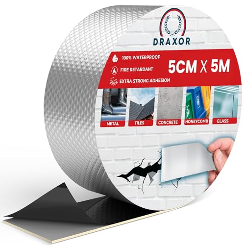 DRAXOR Cinta de butilo impermeable autoadhesiva; 5 metros de longitud; Blanco