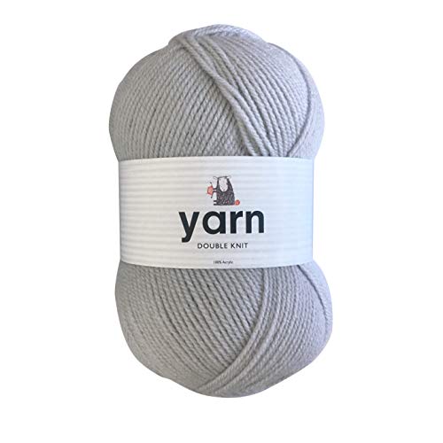 Korbond DK Light Grey Yarn - 100g Acrylic Wool - Lightweight, Hypoallergenic & Durable Double Knit Crochet Yarn Knitting Wool (290m Total)