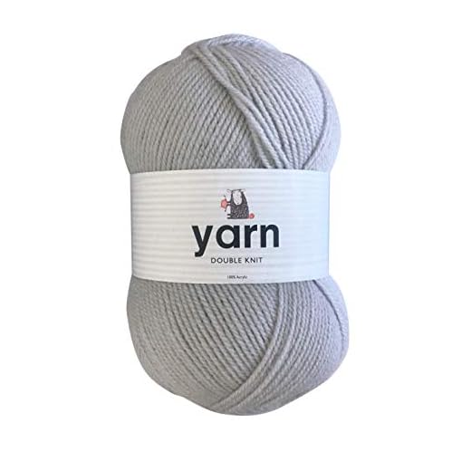 Korbond Double-Knit Acrylic Hilo de Punto Doble, 100g, Acrílico, Gris (Light Grey), 1 Ball, 290