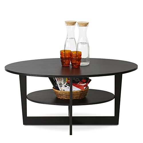 Furinno Oval Coffee Table, Walnut #TOP3