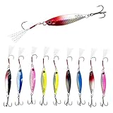 Saltwater Fishing Lures ， Larger-Sized Fish Hooks 25g, 30g, 5 of Each，Fishing jigs，Fishing Lures ， Attractive Micro Lures Bait Suitable for Fishing for bass, Salmon and Tuna