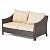 TREATLIFE HOME Comfortable 4-Piece Wicker Chat Set for Outdoor Spaces, Includes Chairs, Loveseat, and Coffee Table, Brown and Beige Cushion