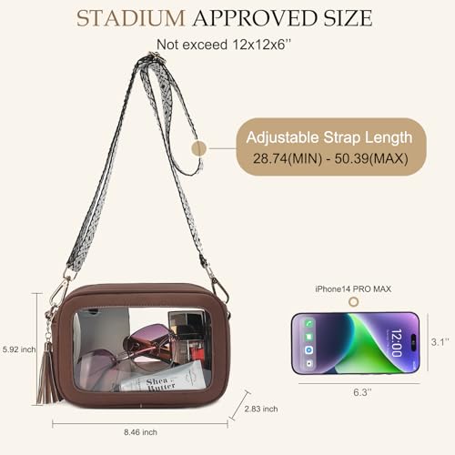 Image of LOXOMU Clear Crossbody Bag Stadium Approved - Waterproof Clear Purses for Women Stadium Bag with Adjustable Guitar Strap | Stadium Approved