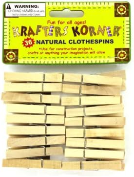 36 Pack Natural Wood Craft Clothespins