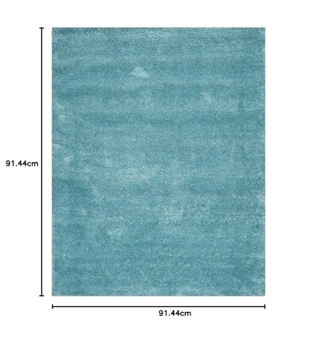 Image of Sky Microfiber Plush Shaggy Carpet 3x3 Feet Square Designed with Soft Dense Fibers, Anti Skid Backing and Handwoven Comfort for Bedrooms, Living Rooms and Home Spaces