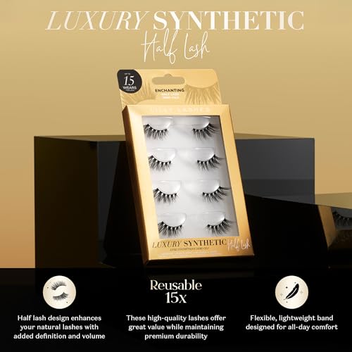 Lilly Lashes Luxury Synthetic Half Lashes (Pack of 4), False Eyelashes, Natural Looking Wispy Lash Strips, Multi-Pack Reusable Up To 15x, Eyelash Glue not Included (Enchanting) by Lilly Lashes - Used condition - Image 3