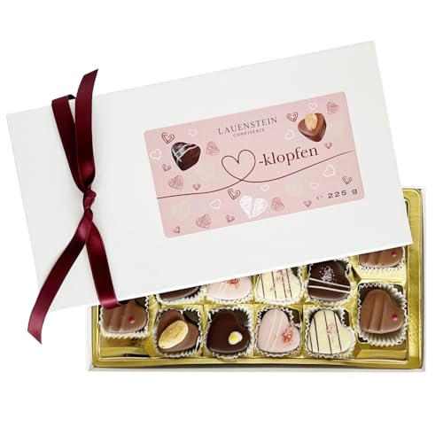 Lauensteiner Herzklopfen | 225g, 16 handgemachte Herz Pralinen und Trüffel | Valentinstagspralinen mit Alkohol | V ...