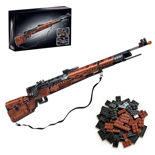 LQPFBSM 1:1 Technik Gewehr 98K Bausteine Set 1206 Stück Militärpistole Scharfschütze Gewehr Bausatz Kunststoffpartikel Verriegelung Baukits Anzeige für Erwachsene und Teenager