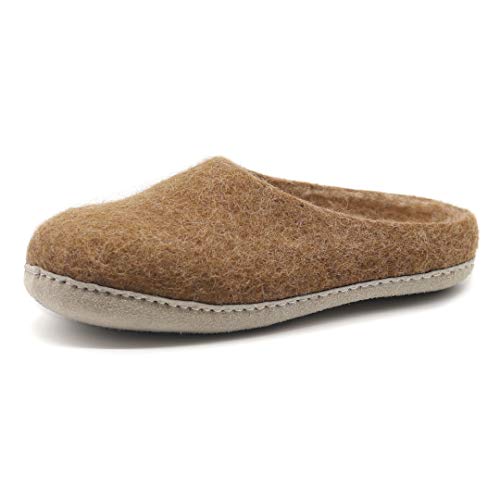 Nootkas Women's Felted Merino Wool 'Astoria' Mule House Slipper (Toffee, Size 9.5-10.0) #TOP1